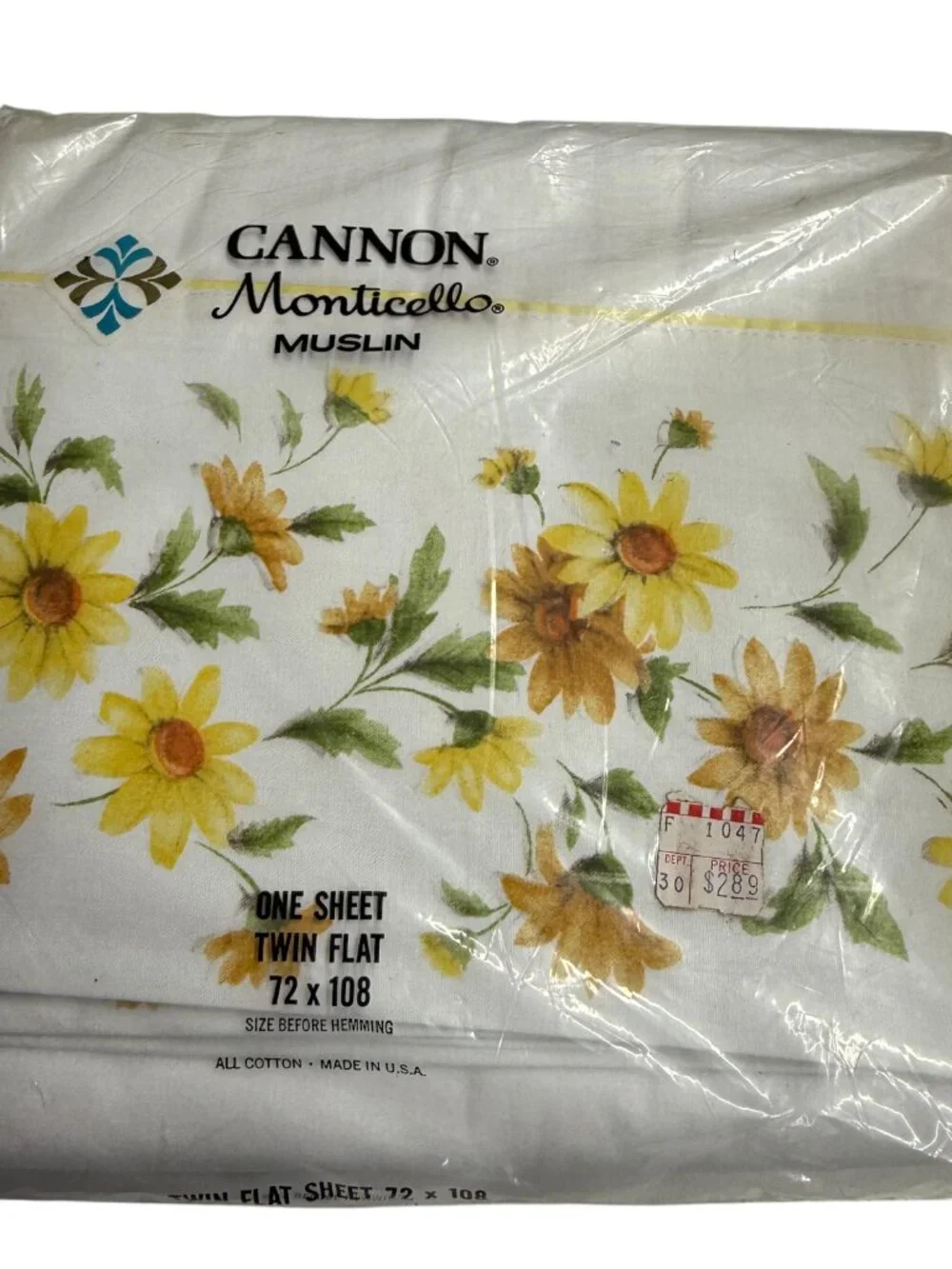 Vintage Deadstock Cannon Mills Monticello Daisy Blossom Twin Sheets‎ Fitted